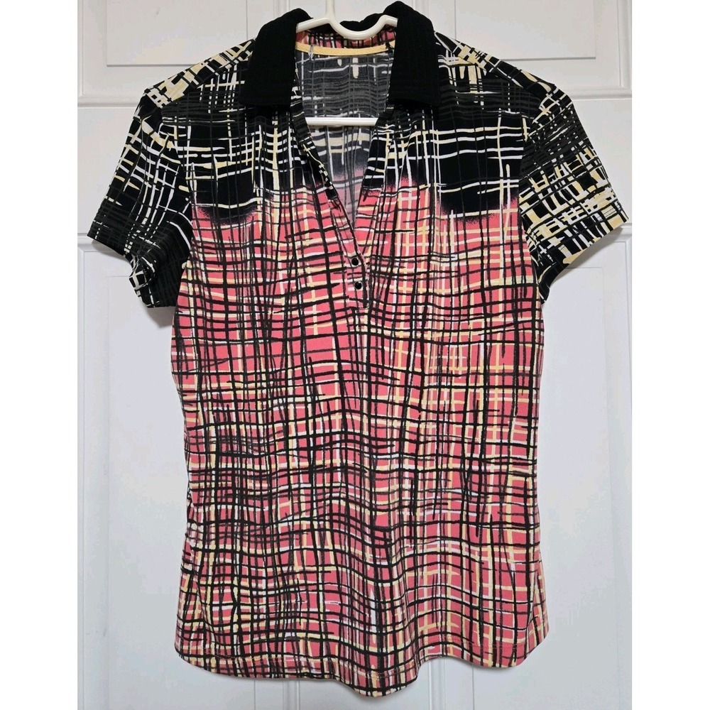 Jamie Sadock Golf Top Shirt Womens Size Small Black‎ Red Polo Pickleball